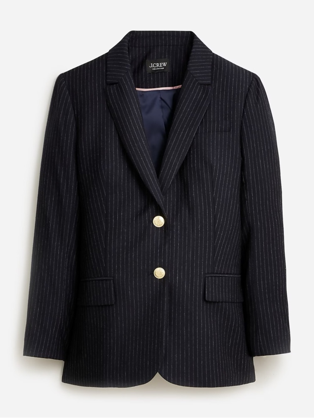 J Crew Navy Pinstripes Wool Blazer